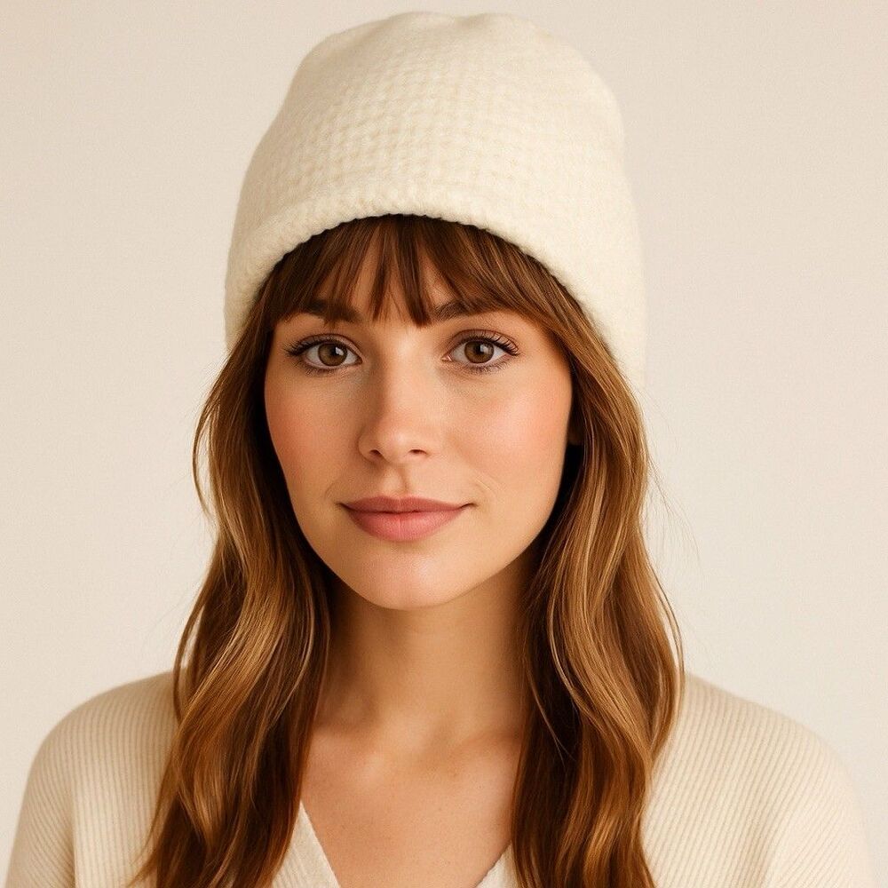 Free People Ivory Soft Fuzzy Knit Beanie One‎ Size Clean Girl